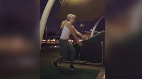 Sexy female golfer left mortified when she does THIS after hitting ...